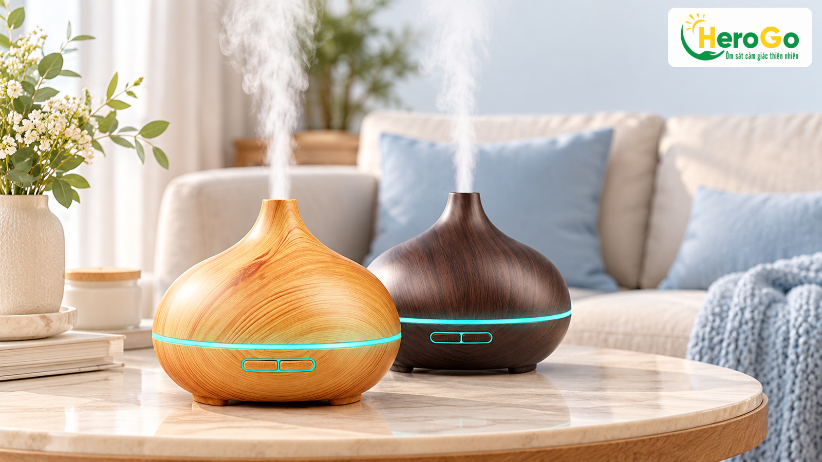 Gợi ý bố trí máy khuếch tán Bí Ngô Cổ Cao trong phòng khách